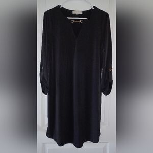 Michael Kors Black V-Neck 3/4 Length Dress, M